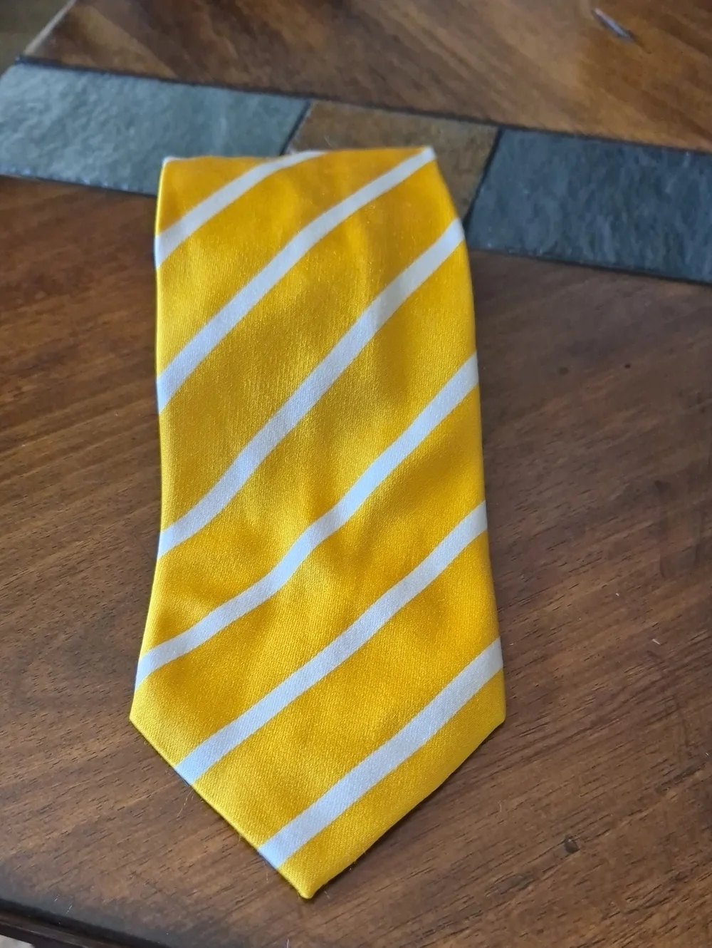 Edsor Handmade Silk Yellow Striped Men's Tie